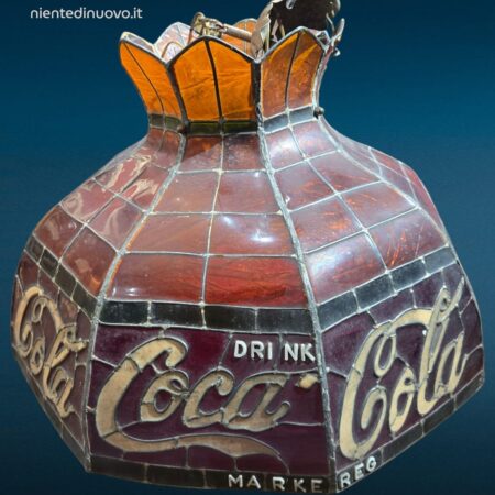 paralume originale Coca Cola in vetro stile Tiffany con vetrini mancanti