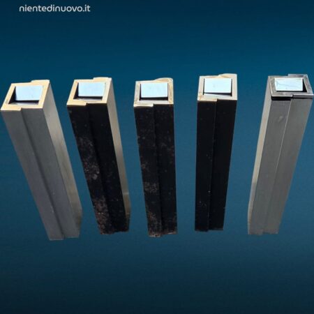 posacenere di design acciaio nero e argento con contenitore interno