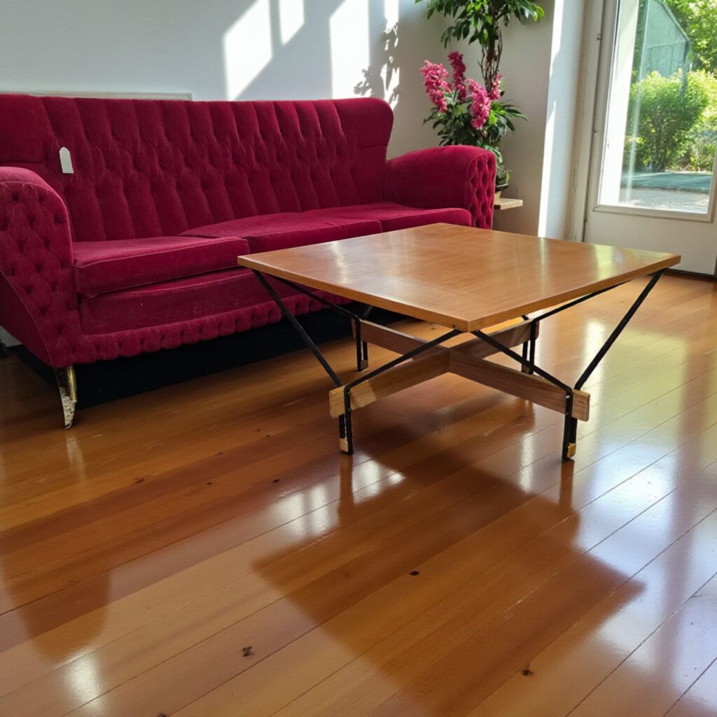 Tavolino vintage ISA anni '50 in ferro e noce, design italiano originale