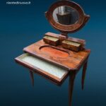 Tavolino toeletta 800 con specchio originale e cassetti puliti