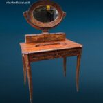 Tavolino toeletta 800 con specchio originale e cassetti puliti