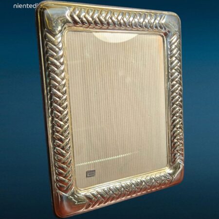 Cornice portaritratto 24x30 in argento 925 con retro in velluto grigio