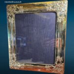 Cornice portaritratto 29x34 in argento 925 con angoli lavorati e retro in legno