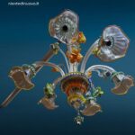 lampadario veneziano 6 luci in pasta di vetro colorata con decorazioni floreali