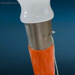 lampada da terra vintage Birillo anni '70 arancio e bianca con doppia accensione