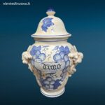Vaso farmacia erboristeria in ceramica con coperchio e decorazioni con frutta