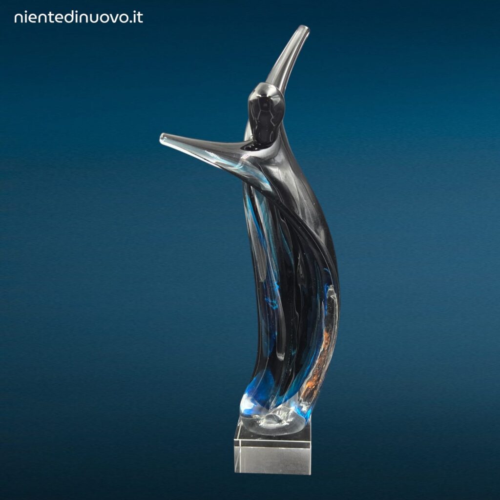 Scultura in Vetro Modernista astratta, con torsione verticale e forma slanciata