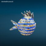 Pesce Palla in Vetro Multicolor con striature blu e colori vivaci