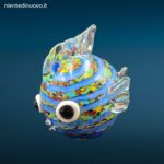 Pesce Palla in Vetro Multicolor artigianale per decorazione o fermacarte