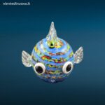 Pesce Palla in Vetro Multicolor artigianale per decorazione o fermacarte