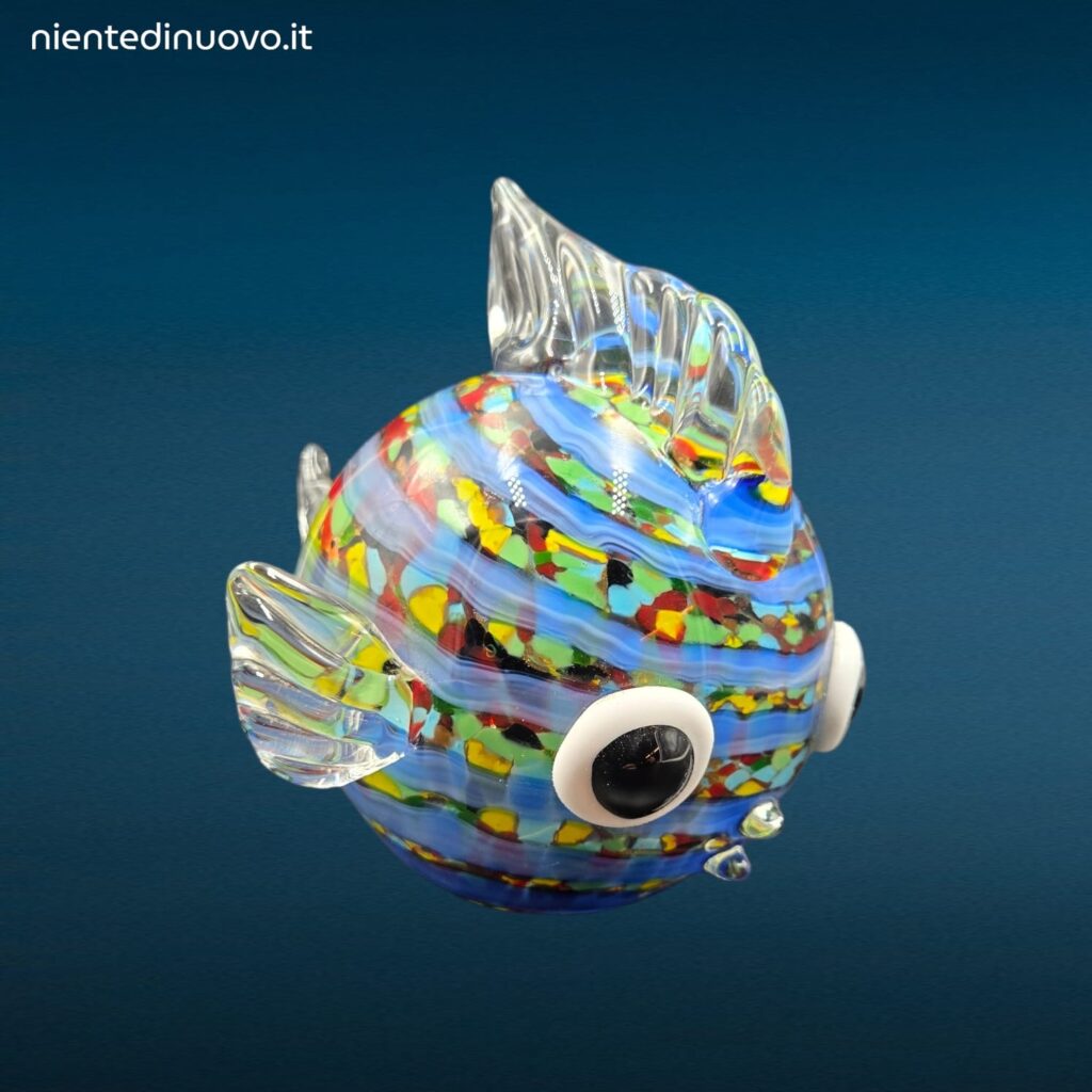 Pesce Palla in Vetro Multicolor artigianale per decorazione o fermacarte