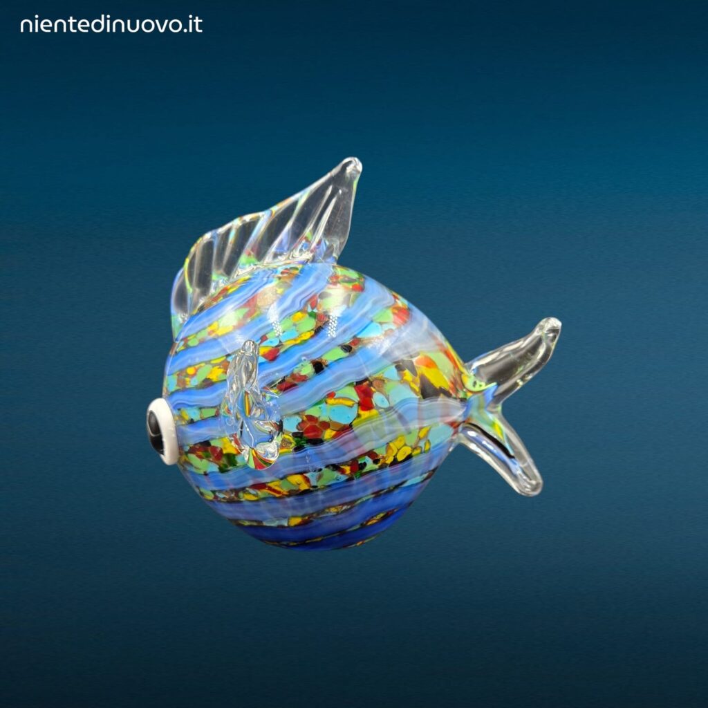 Pesce Palla in Vetro Multicolor artigianale per decorazione o fermacarte
