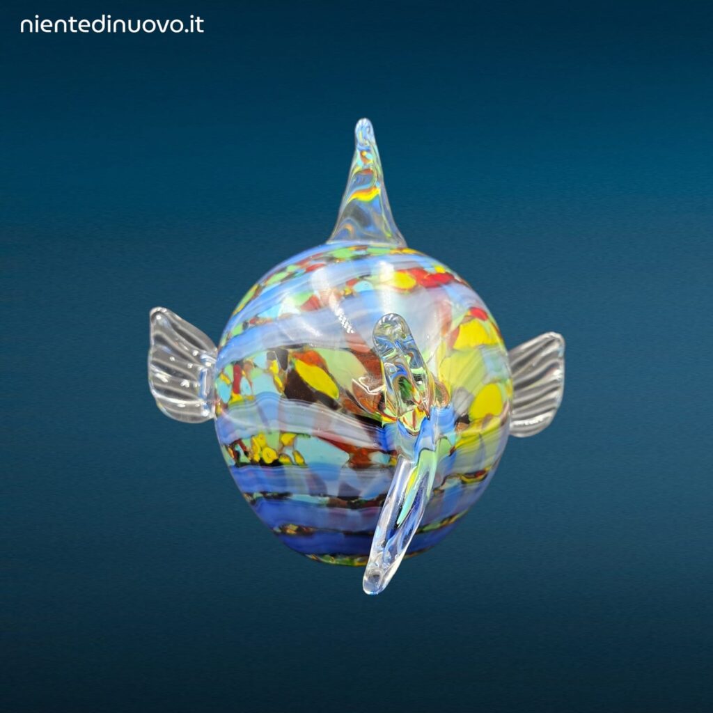 Pesce Palla in Vetro Multicolor artigianale per decorazione o fermacarte
