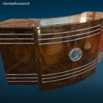 Mobile Bar Deco con vetri scorrevoli e piano superiore in vetro ampliabile