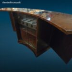 Mobile Bar Deco con vetri scorrevoli e piano superiore in vetro ampliabile