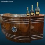 Mobile Bar Deco con vetri scorrevoli e piano superiore in vetro ampliabile