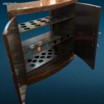 Mobile Bar Deco con vetri scorrevoli e piano superiore in vetro ampliabile