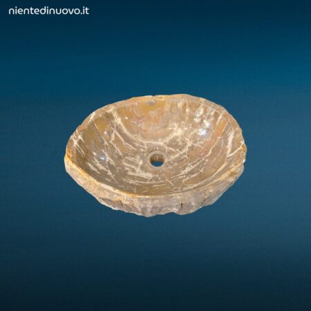 Lavandino Fossile Misura Piccola in legno pietrificato con foro per piletta