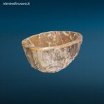 Lavandino Fossile Misura Piccola in legno pietrificato con foro per piletta