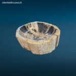 Lavandino Fossile Misura Grande in legno pietrificato con foro per scarico