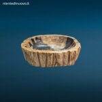 Lavandino Fossile Misura Grande in legno pietrificato con foro per scarico