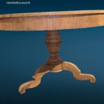 40423_2.jpg Tavolo rotondo antico in noce con intarsio a stella e cassetti, restaurato