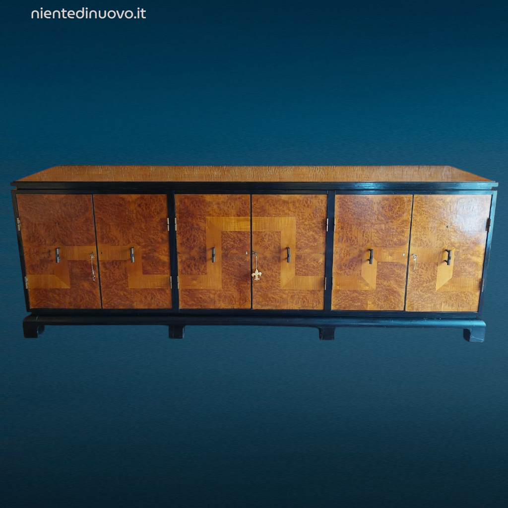 41505_9 credenza sideboard Mario Labò anni 30 in radica di noce e acero chiaro