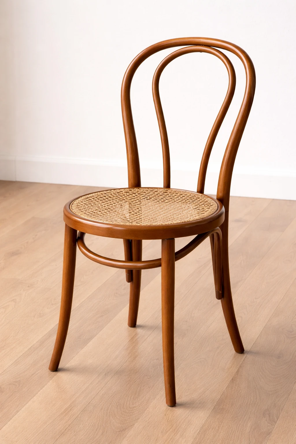 sedia Thonet vintage in legno curvato con seduta in paglia di Vienna