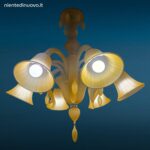 04683_1.jpg Lampadario moderno in vetro satinato ambra con sei luci e pendenti in vetro soffiato