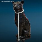 Pantera nera in ceramica di Bassano con strass e occhi brillanti