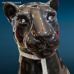Pantera nera in ceramica di Bassano con strass e occhi brillanti