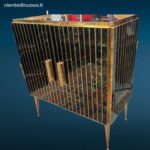 41516.jpg Mobile bar vintage a due ante in vetro di Murano con finiture in ottone e maniglie in bronzo