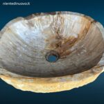 Lavandino da appoggio in legno fossile pietrificato naturale