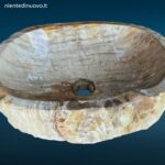 Lavandino da appoggio in legno fossile pietrificato naturale