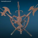 04536.jpg Scudo decorativo in ferro con leonessa e armi incrociate in rilievo