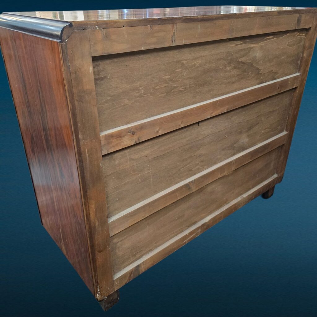 Credenza vintage anni ’30 a due ante in radica, stile Art Déco con ripiano interno