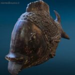 Pesce decorativo in ceramica con rivestimento in sassi lungo 74 cm