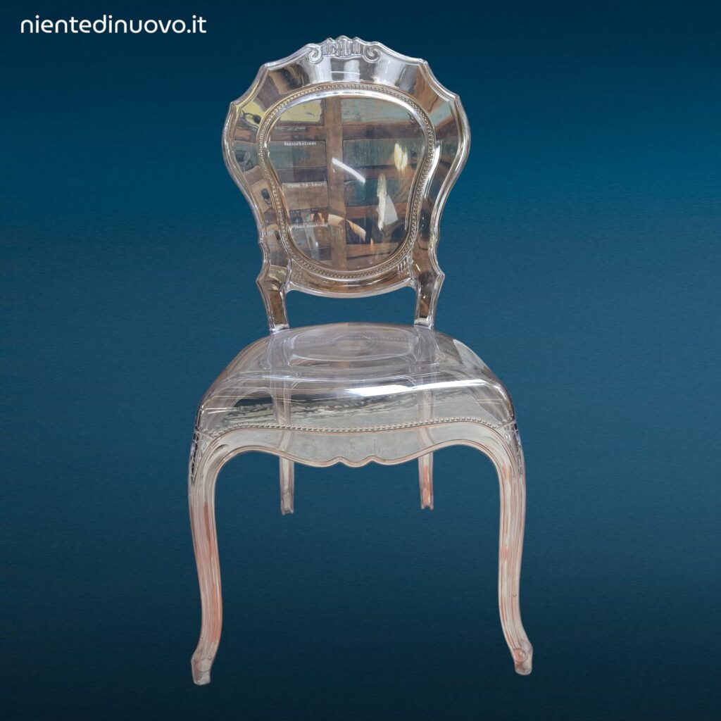 Sedia trasparente italiana in stile Belle Époque, realizzata in policarbonato monoscocca