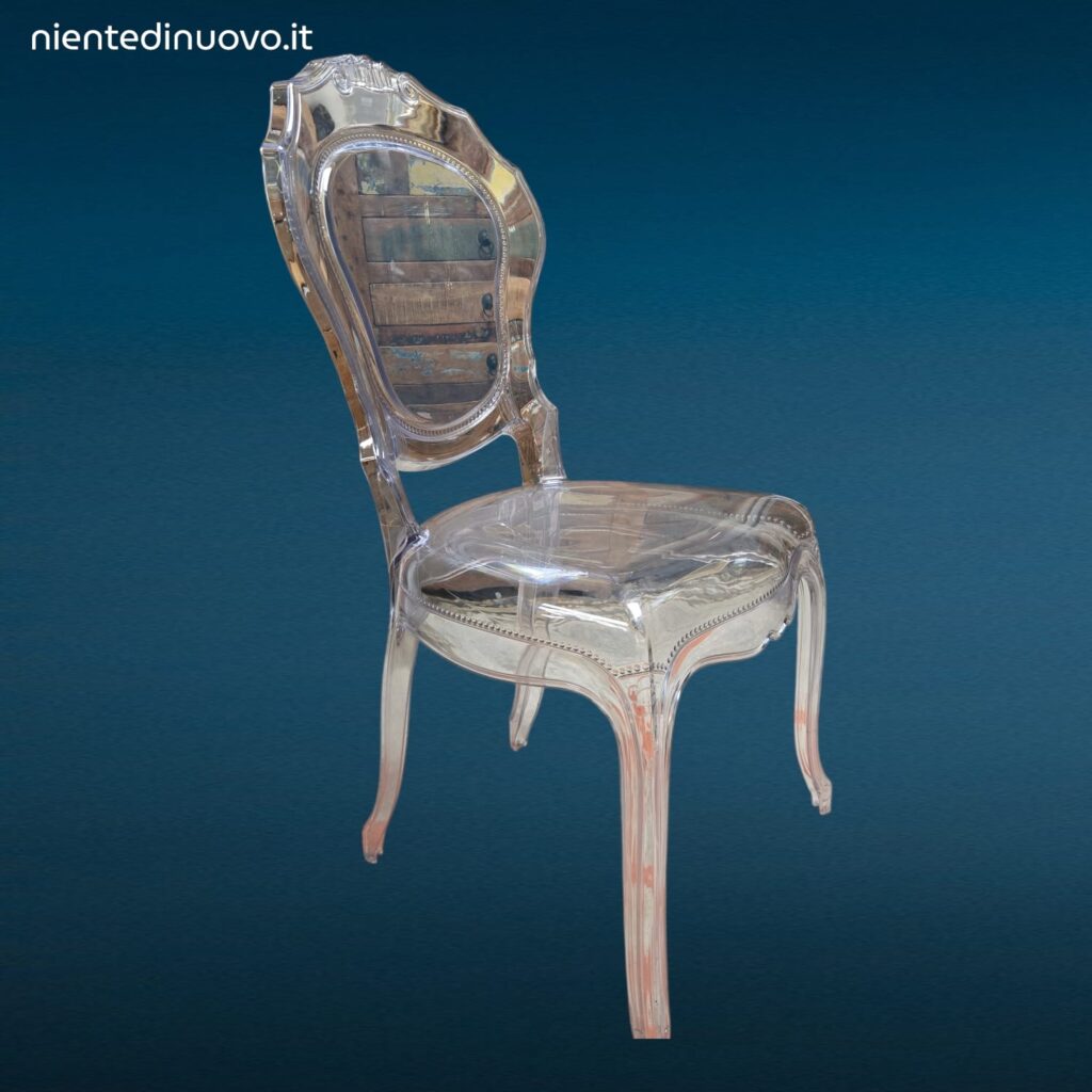 Sedia trasparente italiana in stile Belle Époque, realizzata in policarbonato monoscocca