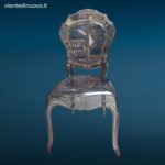 Sedia italiana in stile Belle Époque realizzata in policarbonato fumè con struttura monoscocca