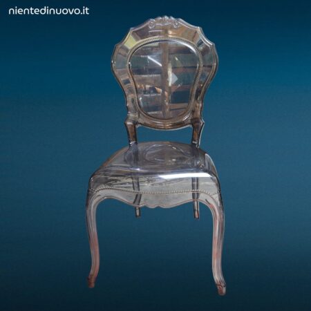 Sedia italiana in stile Belle Époque realizzata in policarbonato fumè con struttura monoscocca