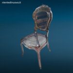 Sedia italiana in stile Belle Époque realizzata in policarbonato fumè con struttura monoscocca