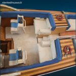 Modellino in legno Riva Aquarama anni 60 con basamento espositivo