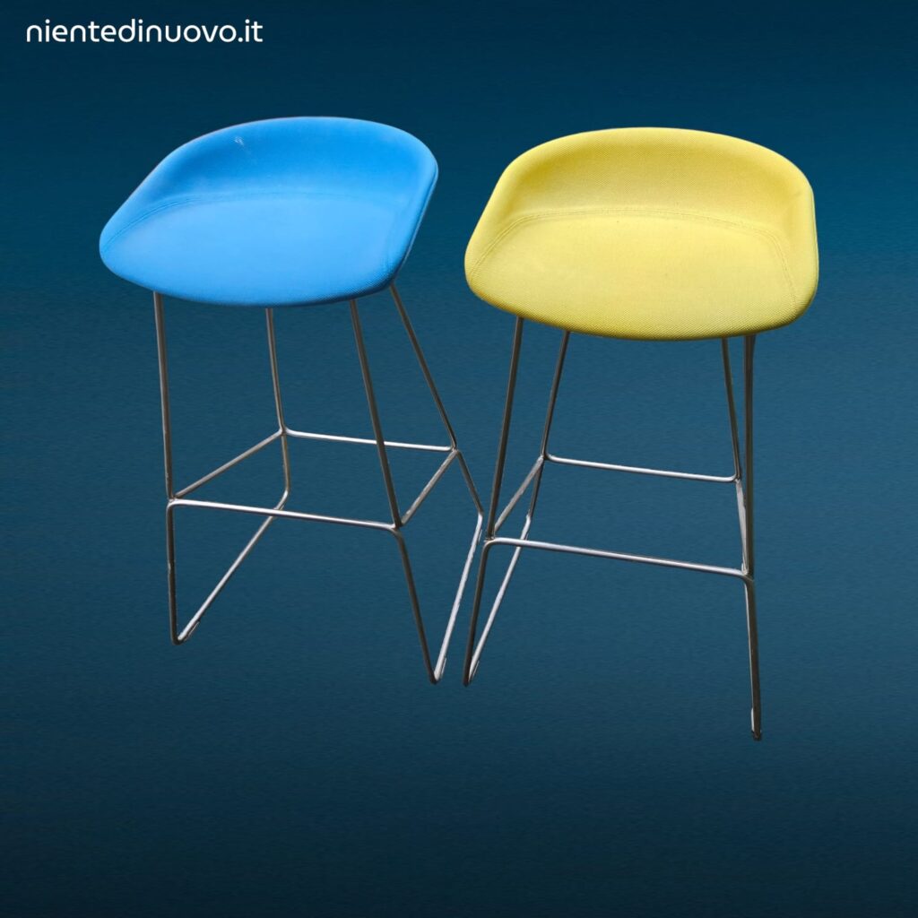 41524.jpg Sgabello minimalista in acciaio colore giallo acido e azzurro