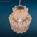 Lampadario anni Sessanta con cannule in vetro e struttura metallica vintage