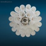 Lampadario anni Sessanta con cannule in vetro e struttura metallica vintage