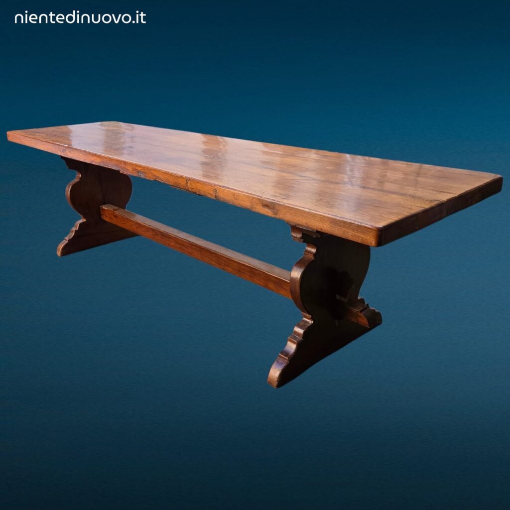Grande tavolo rustico in legno di castagno massello lungo 3 metri
