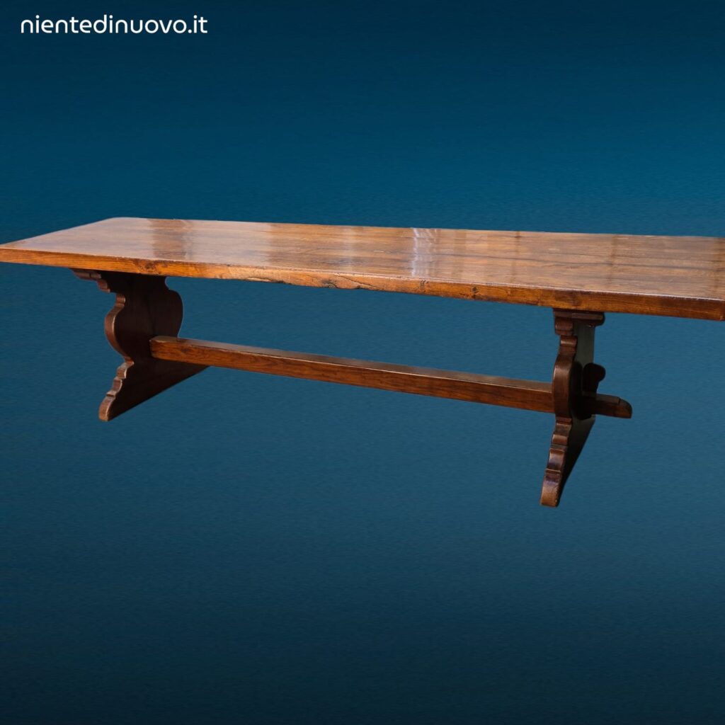 Grande tavolo rustico in legno di castagno massello lungo 3 metri