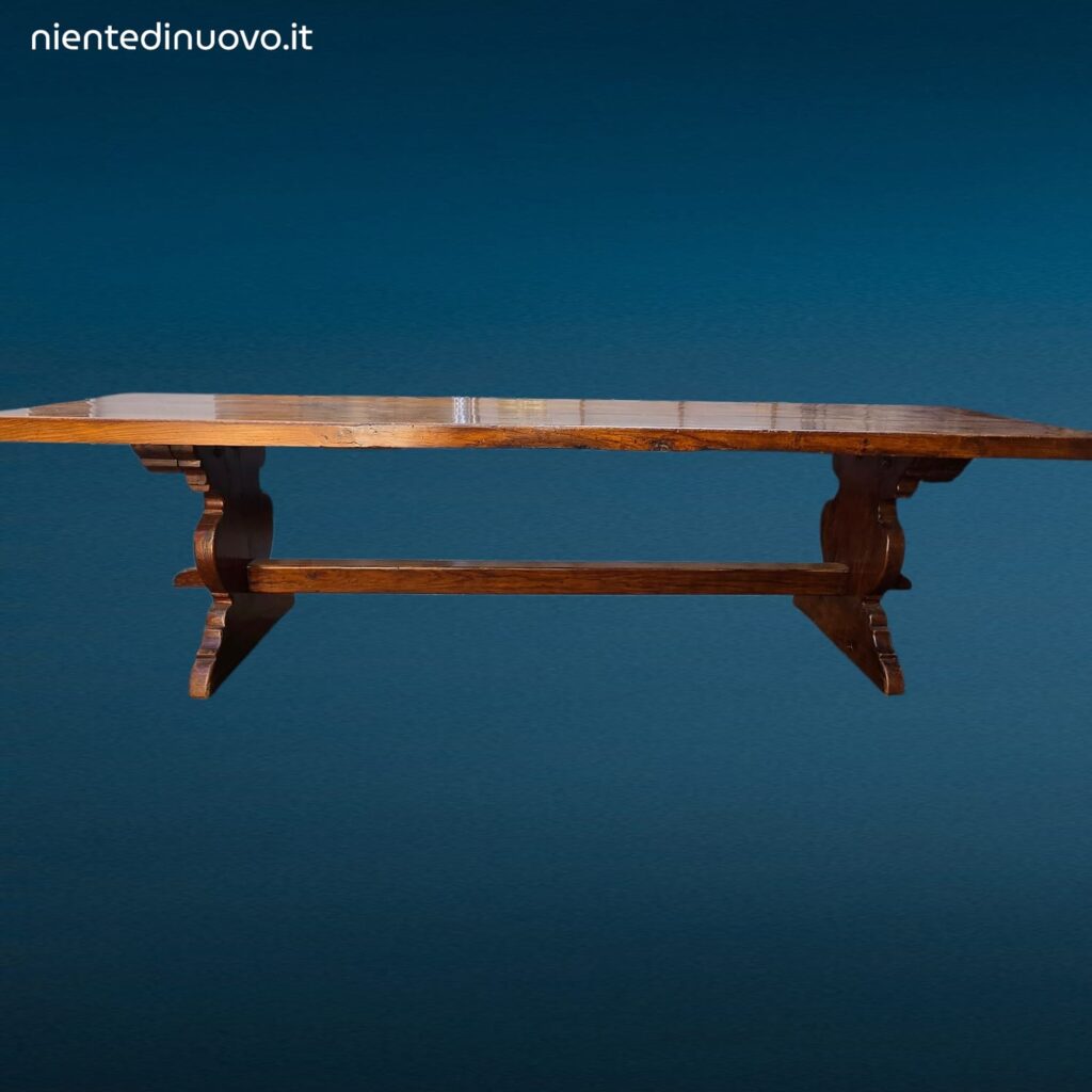 Grande tavolo rustico in legno di castagno massello lungo 3 metri