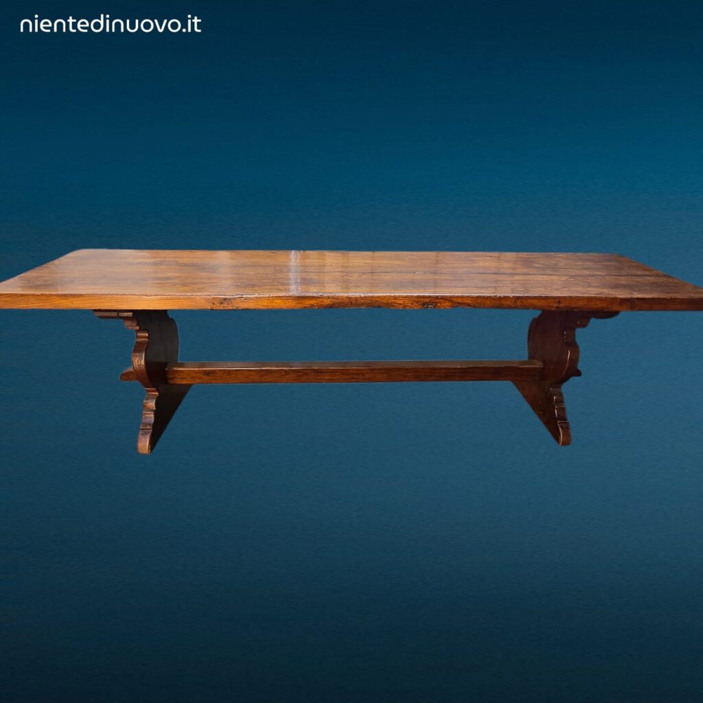 Grande tavolo rustico in legno di castagno massello lungo 3 metri